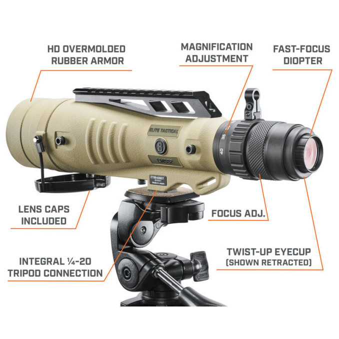 Зрительная труба Bushnell Elite Tactical 8-40х60 FDE. Сетка Tremor4. Picatinny