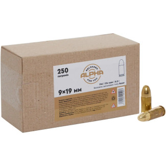 Патрон ALPHA кал. 9 мм (9х19) куля FMJ RN 8 г (124 гр)