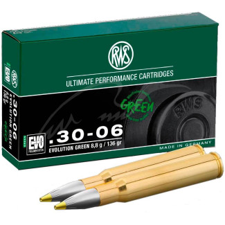 Патрон RWS кал. 30-06 куля EVO Green маса 8,8 г / 136 гран