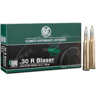 Патрон RWS кал. 30R Blaser куля EVO Green маса 8,8 г / 136 гран