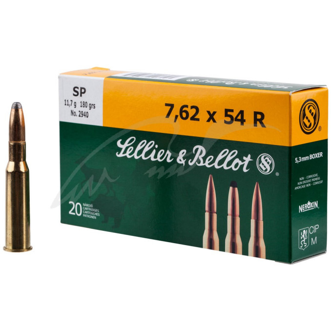Патрон Sellier & Bellot кал. 7,62x54 R куля SP маса 11,7 г/180 гран. Поч. швидкість 800 м/с.