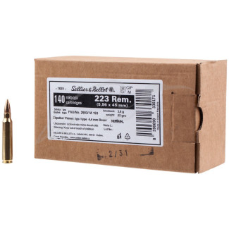 Патрон Sellier & Bellot кал. 223 Rem куля FMJ маса 3,6 г/55 гран. Поч. швидкість 1006 м/с.