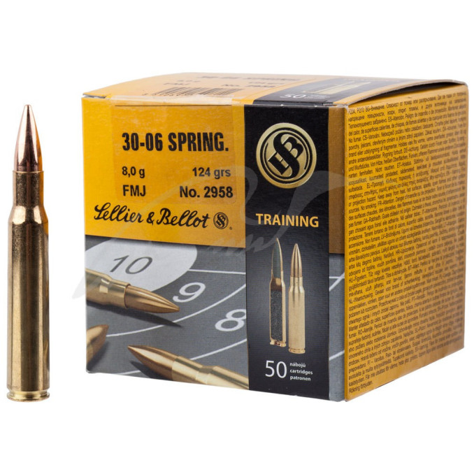 Патрон Sellier & Bellot кал. 30-06 куля FMJ маса 8 г/124 гран. Поч. швидкість 944 м/с.