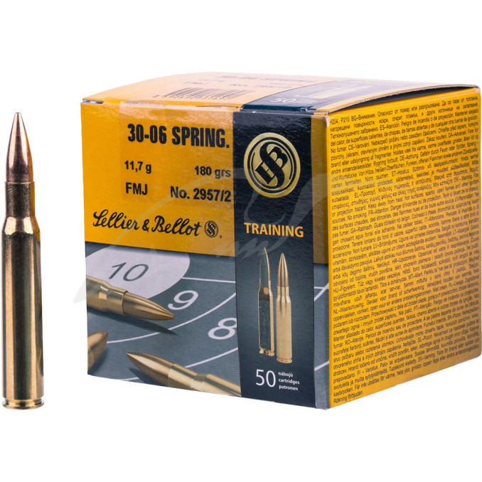 Патрон Sellier & Bellot кал. 30-06 Sprg куля FMJ маса 11,7 г/180 гран. Поч. швидкість 815 м/с.