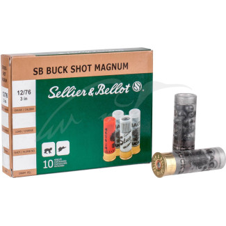 Патрон Sellier & Bellot BUCK SHOT MAGNUM кал. 12/76 картеч 6,09 мм навішування 53 г (без контейнера)