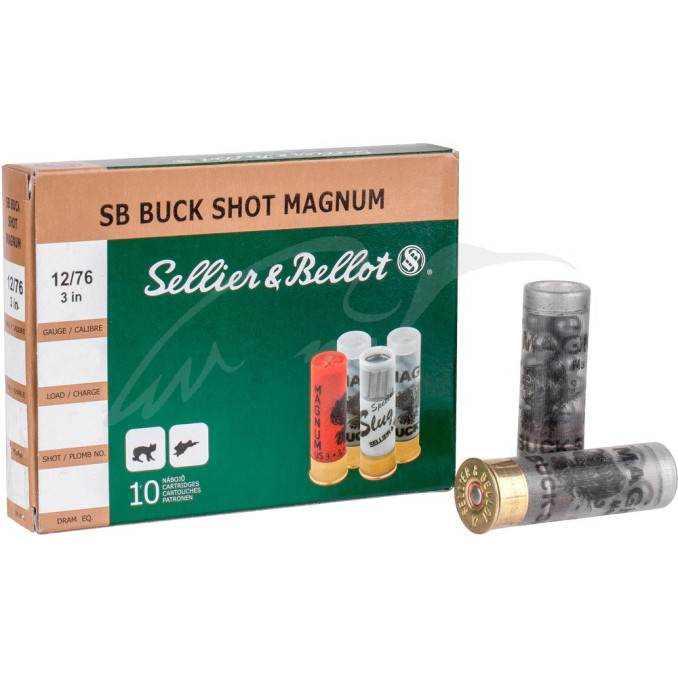 Патрон Sellier & Bellot BUCK SHOT MAGNUM кал. 12/76 картеч 7,62 мм навішування 53 г (без контейнера)