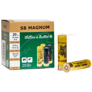 Патрон Sellier & Bellot MAGNUM кал. 20/76 дробь № 1 (4 мм) навеска 33,5 г