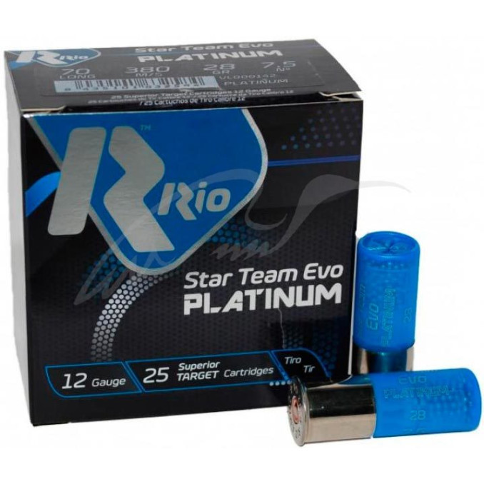 Патрон RIO Star Team EVO Platinum кал. 12/70 дробь № 7.5 (2,4 мм) навеска 24 г нач. скорость 380 м/с