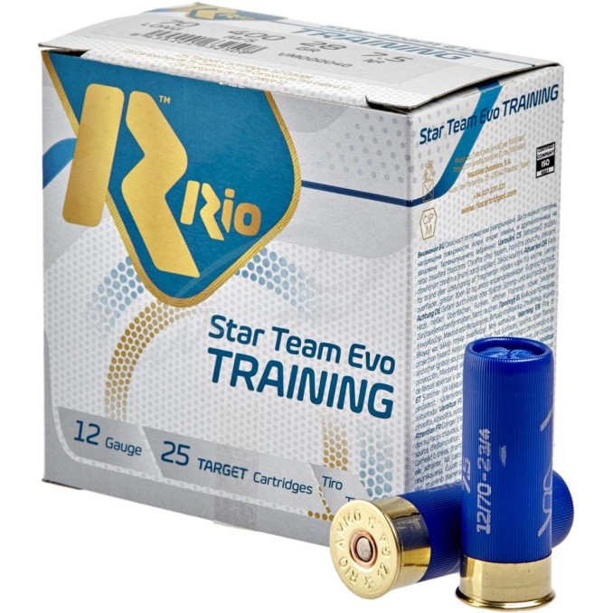 Патрон RIO Star Team EVO Training кал. 12/70 дріб № 7.5 (2,4 мм) навішування 28 г поч. швидкість 400 м/с