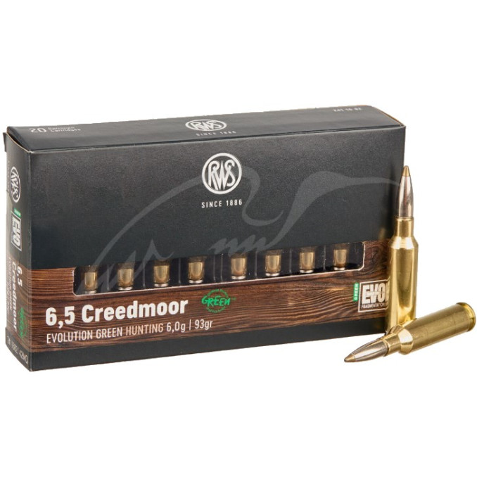 Патрон RWS кал. 6,5 Creedmoor куля Evo Green Маса 6 г/92 гран