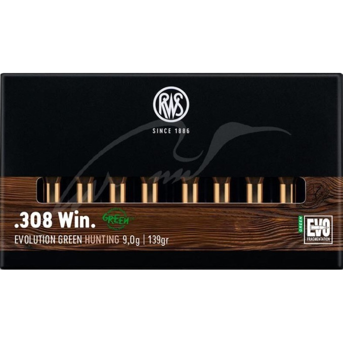 Патрон RWS кал. 308 Win пуля EVO Green масса 9,0 г/139 гран