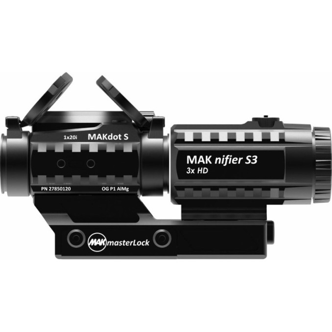 Комплект оптики MAK combo: коллиматор MAKdot S 1x20 и магнифер MAKnifier S3 3x на креплении MAKmaster Lock CS