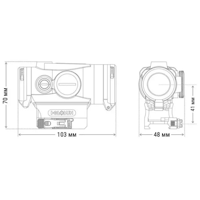Приціл коліматорний Holosun HE530G-RD точка 2 MOA + коло 65 МОА