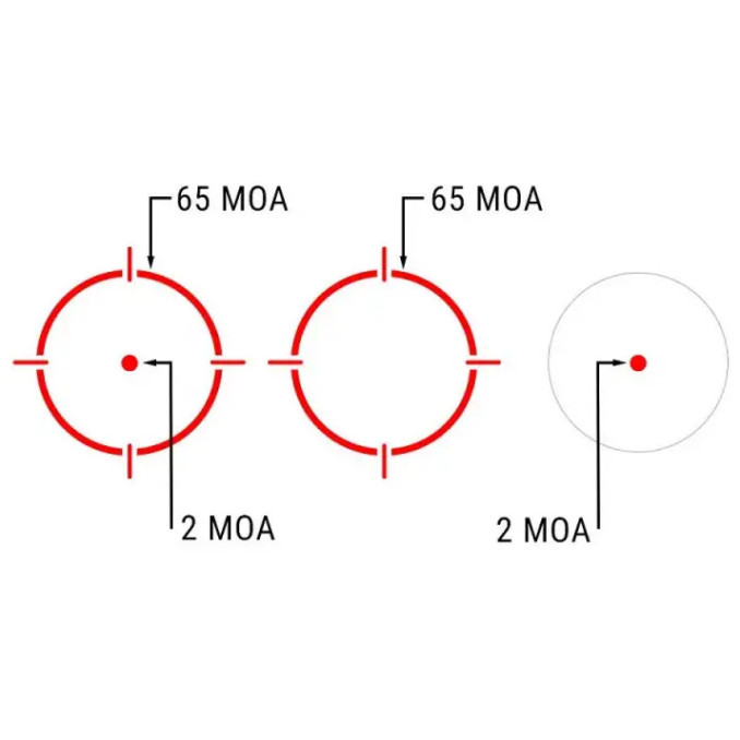 Приціл коліматорний Holosun HE530G-RD точка 2 MOA + коло 65 МОА
