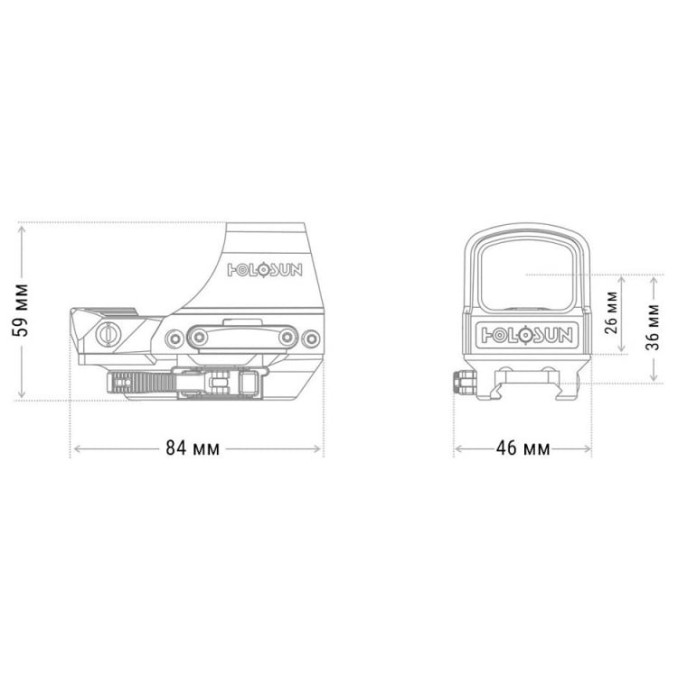 Прицел коллиматорный Holosun 510С точка 2 MOA + круг 65 МОА (зеленый)