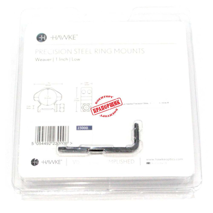 Кільця Hawke Precision Steel Діаметр 25.4мм. Висота 4 мм. планка Weaver