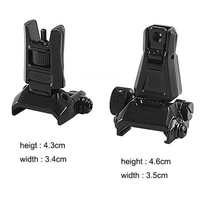 Metal Low Profile Offset Flip-up Rapid Transition Back Up Front Rear Sight Iron Set Tactical Ar15 Rifle Black ROTCHI