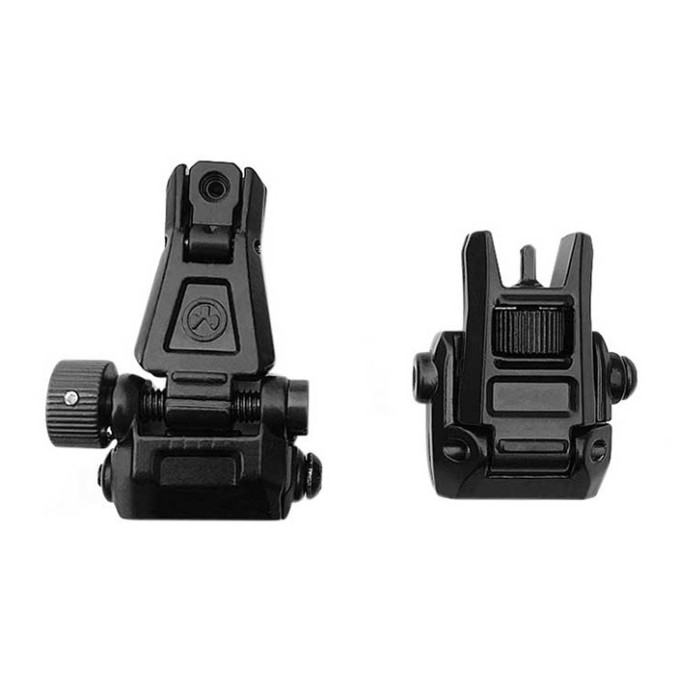 Metal Low Profile Offset Flip-up Rapid Transition Back Up Front Rear Sight Iron Set Tactical Ar15 Rifle Black ROTCHI