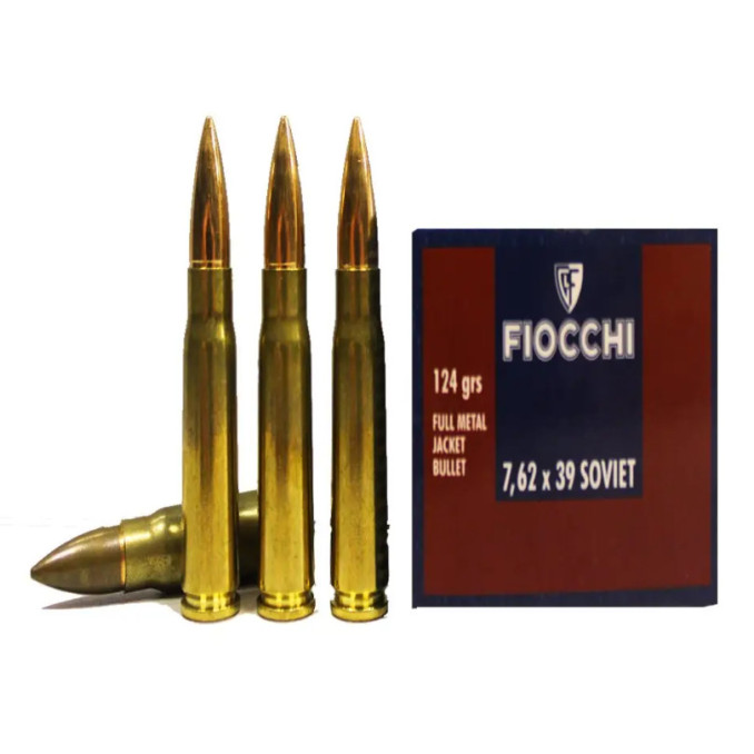 Патрон Fiocchi калібр 7,62x39 FMJ 124grns / 8г