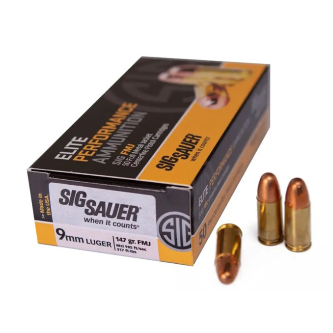 Патрон SIG SAUER кал. 9x19мм Luger ELITE BALL FMJ 147gr / 9.5гр