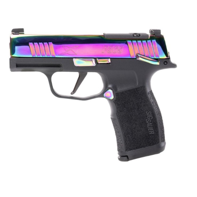 Пистолет спортивный Sig Sauer P365X 9MM, 3.1IN, RAINBOW & BLK, (2) 12RD STEEL MAG, MS, OR