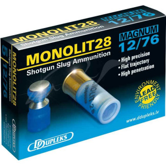 Патрон D Dupleks Monolit 28 Magnum кал. 12/76 куля Monolit маса 28,4 г