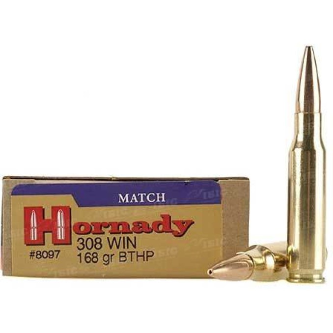 Патрон Hornady Match кал .308 Win(7.62/51) пуля BTHP масса 168 гр (10.9 г)