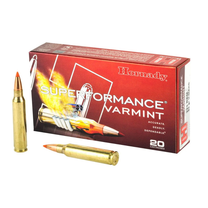 Патрон Hornady Superformance Varmint кал. .223 Rem, куля V-MAX 53 gr (3,44 г), 20 шт