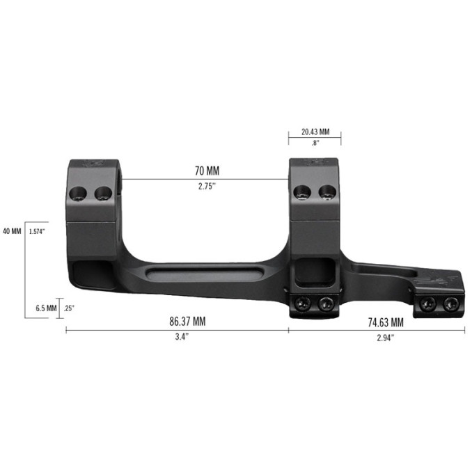 Моноблок Vortex Precision Extended Cantilever. d - 30 мм. Extra High. Нахил 20 МОА. Picatinny