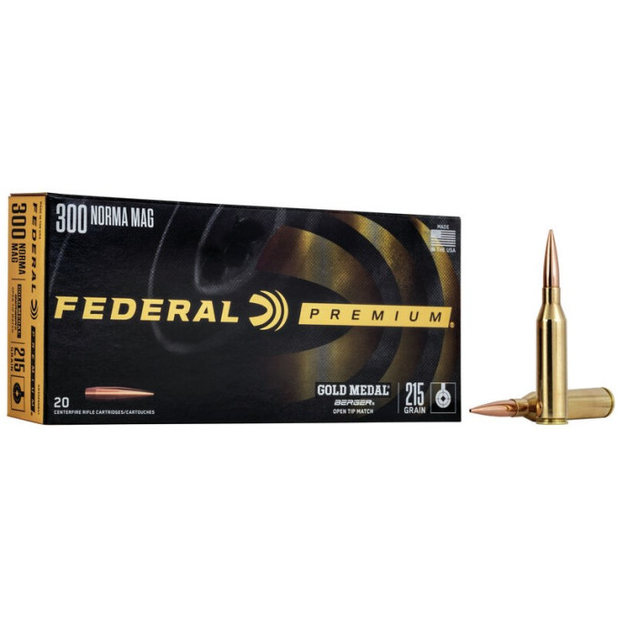 Патрон нарезной Federal Gold Medal,300 Norma Mag, 215GR (13,93 г), Berger Hybrid