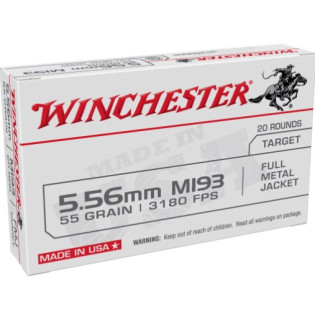 WM193K Патрон нарезной Winchester k.223Rem 55g (3,56г.) FMJ 20шт.
