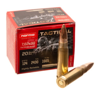 Патрон нарізний Norma Range & Training – 7.62×39 Tactical FMJ 124 GR
