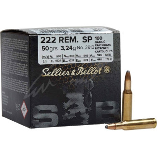 Патрон Sellier & Bellot кал. 222 Rem куля SP маса 3,24 грама/ 50 гран. Поч. швидкість 970 м/с.