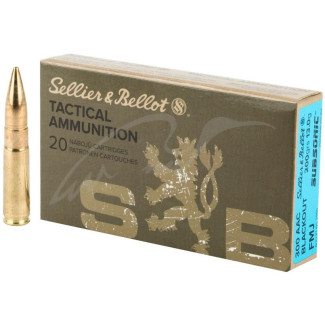 Патрон Sellier & Bellot Subsonic кал. 300 Whisper Blackout. Куля FMJ вагою 13 г/200 гран. Поч. швидкість 323 м/с