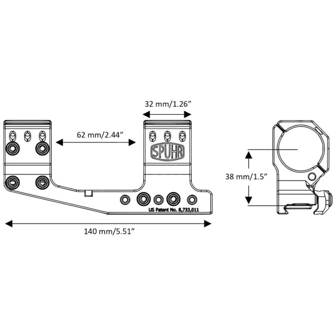 Моноблок Spuhr SP - 3022c з виносом. d - 30 мм. High. Picatinny