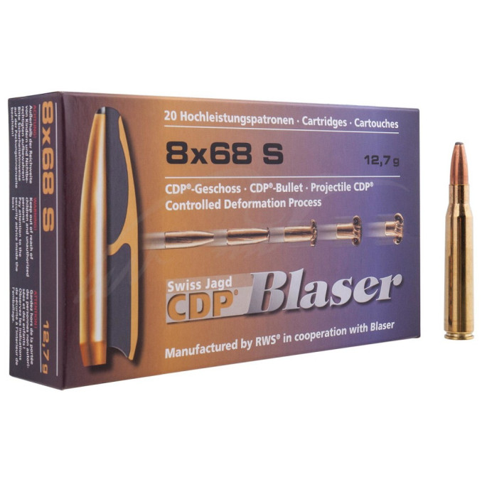 Патрон Blaser кал. 8х68 S куля CDP маса 12,7 грама/ 196 гран