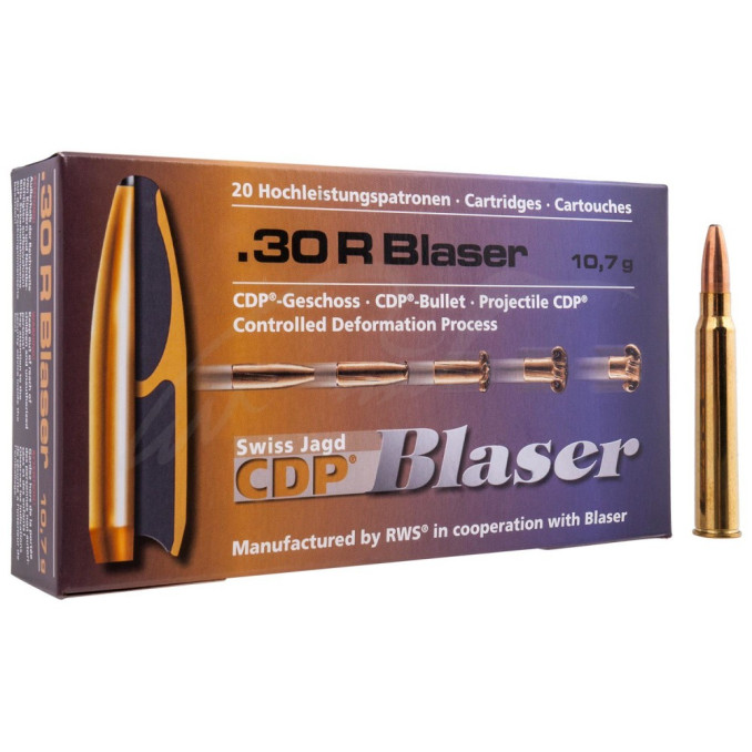 Патрон Blaser кал. 30 R Blaser куля CDP маса 10,7 грама/ 165 гран