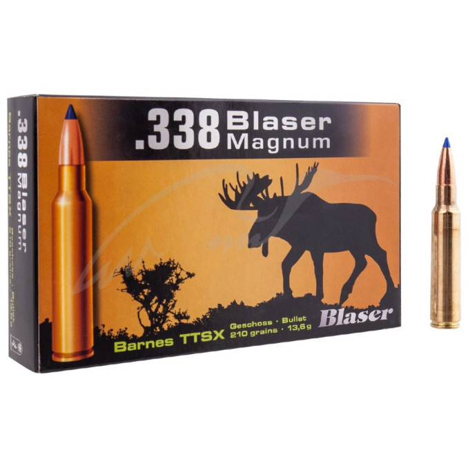 Патрон Blaser Barnes TTSX кал .338 Blaser Magnum масса пули - 13,65 грамм / 210 гран.