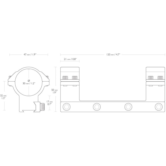 Моноблок Hawke Match Mount. d - 30 мм. High. "Ласточкин хвост"
