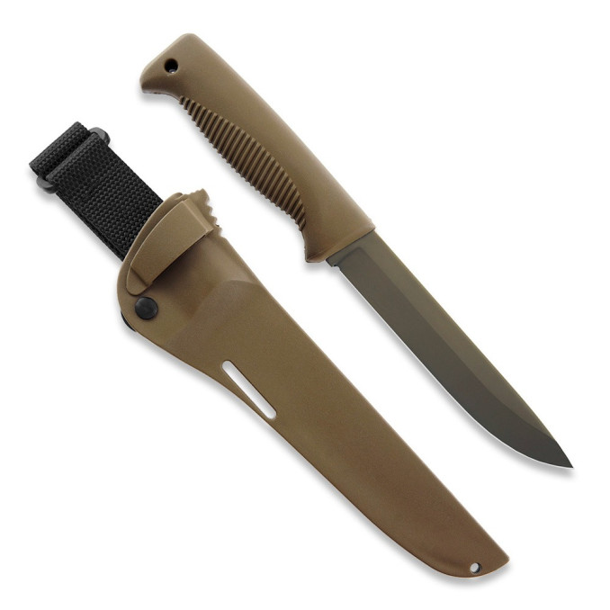 Ніж Peltonen M95, покриття Cerakote FDE, койот, койот композитний чохол  