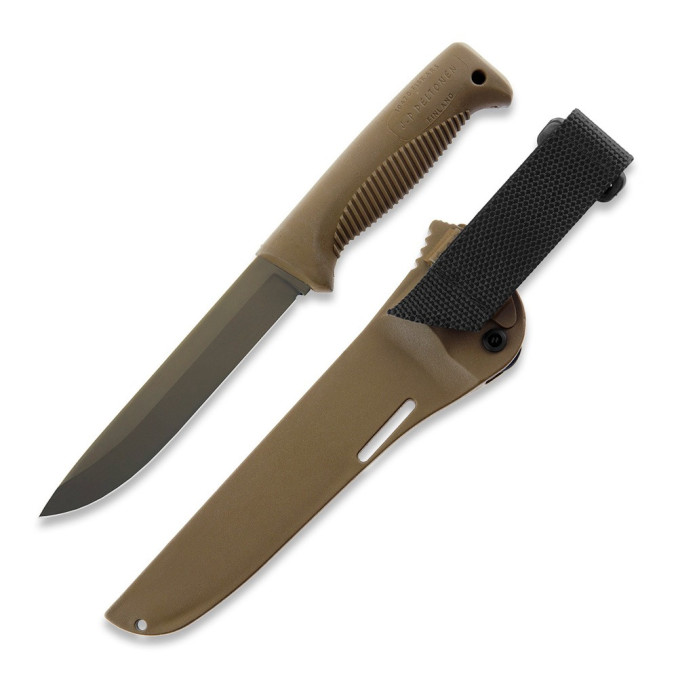 Ніж Peltonen M95, покриття Cerakote FDE, койот, койот композитний чохол  
