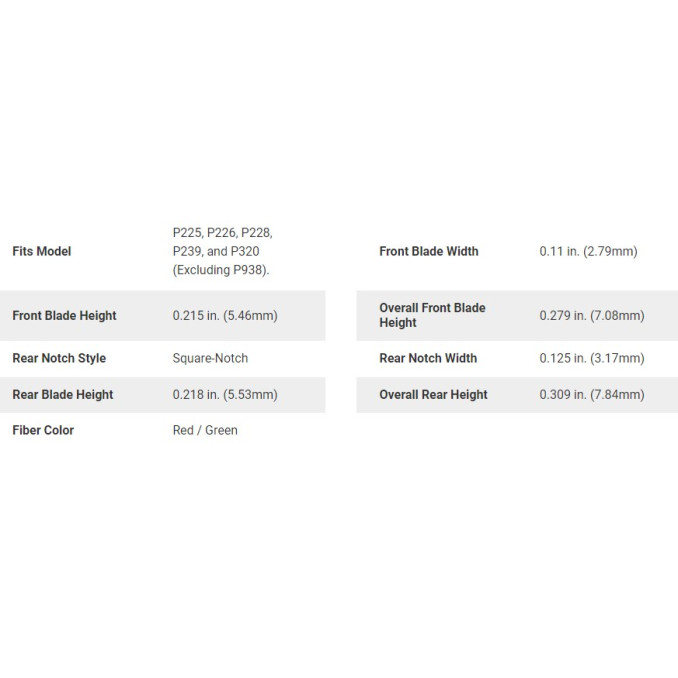 Мушка + цілик Trijicon Fiber Set Red для пістолетів SIG 9mm/.357 (крім P938 та P365)