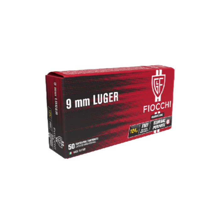 Патрон спортивний Fiocchi 9x19мм Luger 124 gr, FMJ