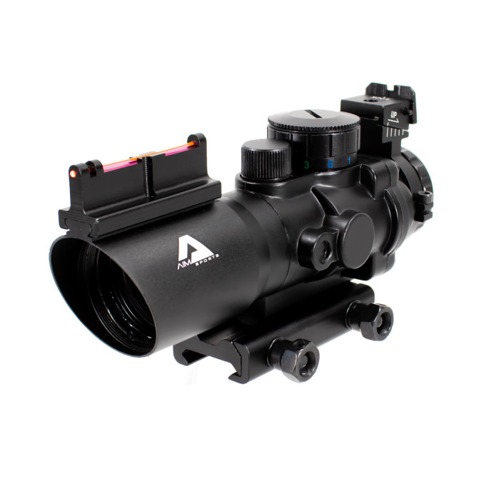 Призматичний приціл 4х32 TRI Illuminated SCOPE W Fiber Optic Sight з прицільною сіткою MIl-DOT