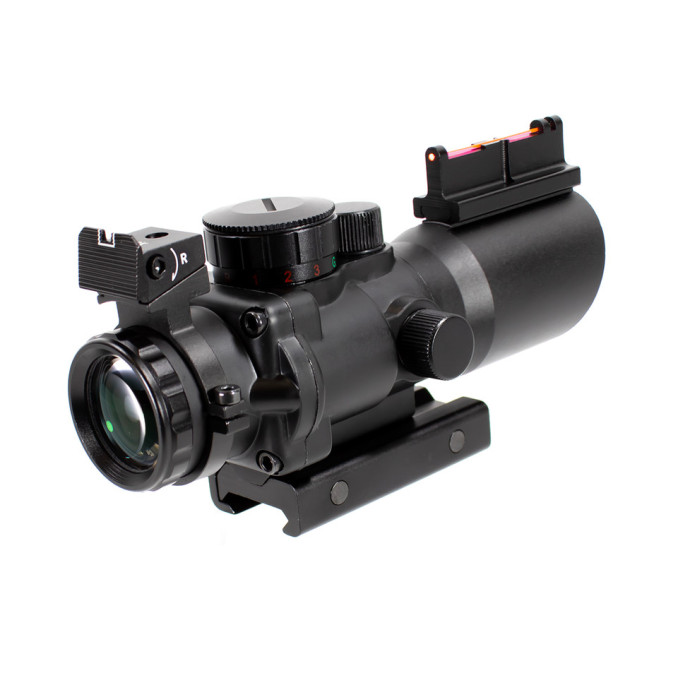 Призматичний приціл 4х32 TRI Illuminated SCOPE W Fiber Optic Sight з прицільною сіткою MIl-DOT