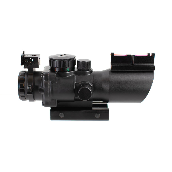 Призматичний приціл 4х32 TRI Illuminated SCOPE W Fiber Optic Sight з прицільною сіткою MIl-DOT