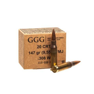 Патрон нарізний GGG кал.308Win FMJ 147gr, 9.65 г