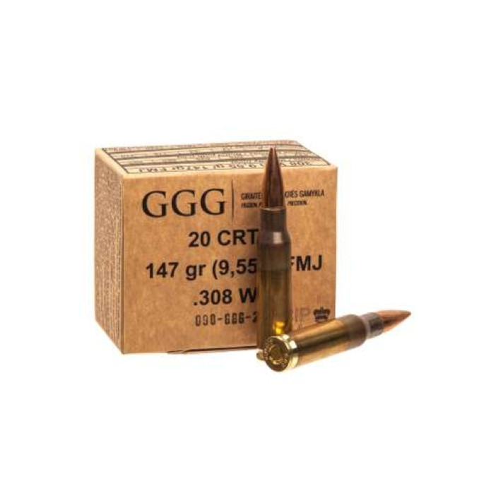 Патрон нарізний GGG кал.308Win FMJ 147gr, 9.65 г
