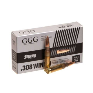 Патрон нарізний GGG кал.308Win HPBT 168 gr, 10.89 г