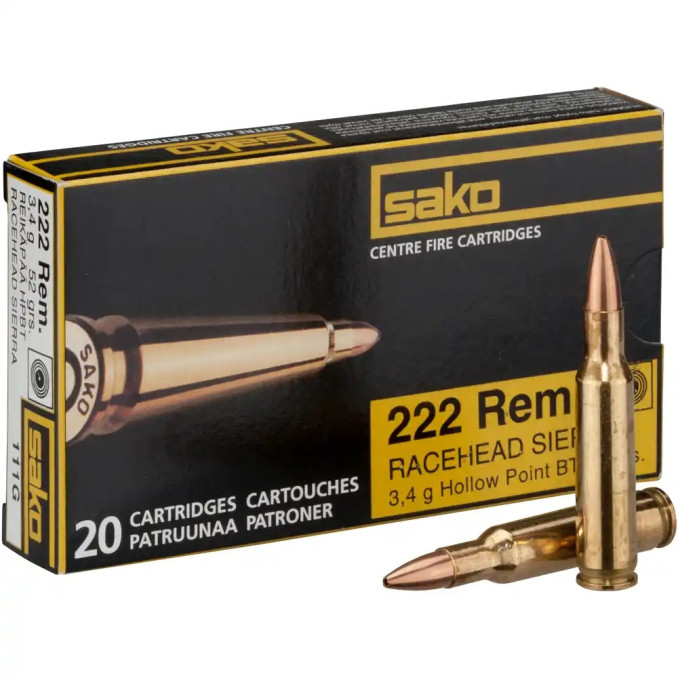Патрон нарезной Sako Racehead 222Rem HPBT, 3,4 гр
